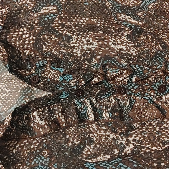 Planet Sheer Dress Shirt in Brown Blue and Cream US 12 - Picture 7 of 9